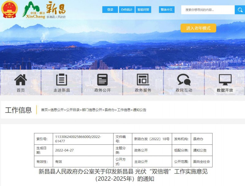 浙江新昌：大力推進(jìn)工商業(yè)建筑屋頂光伏，全縣現(xiàn)有黨政機(jī)關(guān)、事業(yè)單位等公共建筑屋頂實現(xiàn)100%安裝