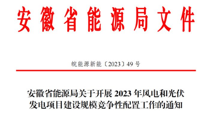 150萬千瓦！安徽省2023年風電項目建設規(guī)模競配方案公布